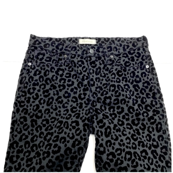 Madewell 9" Mid-Rise Skinny Jeans: Flocked Leopard Edition Black Size 29 - Picture 4 of 9